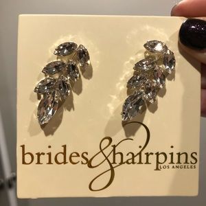 Bridal crystal, leaf drop earrings